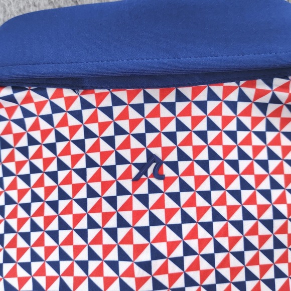 Redvanly PUREpoly Polo Shirt Mens Small Blue Geometric Golf R2424-Cowley - Picture 8 of 16